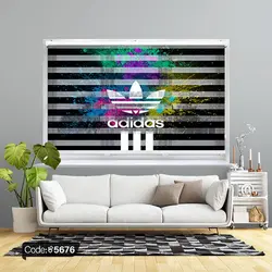 خرید و قیمت پرده زبرا چاپی طرح آدیداس کد 5676 | دکوراسیون داخلی چاپی بوکه پرینت