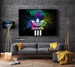 خرید و قیمت پرده زبرا چاپی طرح آدیداس کد 5676 | دکوراسیون داخلی چاپی بوکه پرینت