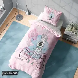 خرید و قیمت روتختی طرح دختر و دوچرخه کد 4600 | دکوراسیون داخلی چاپی بوکه پرینت