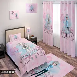 خرید و قیمت روتختی طرح دختر و دوچرخه کد 4600 | دکوراسیون داخلی چاپی بوکه پرینت