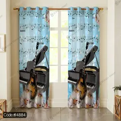 خرید و قیمت پرده طرح پیانو و گیتار کد 4884 | دکوراسیون داخلی چاپی بوکه پرینت