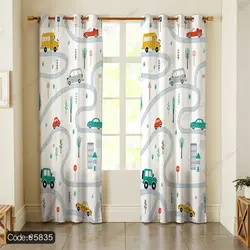 خرید و قیمت پرده کودک طرح ماشین کد 5835 | دکوراسیون داخلی چاپی بوکه پرینت