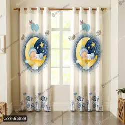 خرید و قیمت پرده طرح نوزاد و ماه کد 5889 | دکوراسیون داخلی چاپی بوکه پرینت