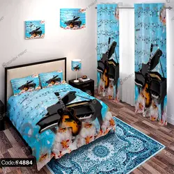 خرید و قیمت روتختی سه بعدی پیانو و گیتار کد 4884 | دکوراسیون داخلی چاپی بوکه پرینت