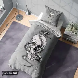 خرید و قیمت روتختی سه بعدی مار و جمجمه کد 4961 | دکوراسیون داخلی چاپی بوکه پرینت