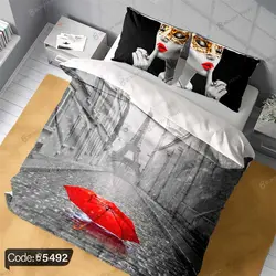 خرید و قیمت روتختی سه بعدی چهره زن و چتر کد 5492 | دکوراسیون داخلی چاپی بوکه پرینت