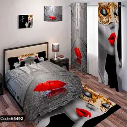 خرید و قیمت روتختی سه بعدی چهره زن و چتر کد 5492 | دکوراسیون داخلی چاپی بوکه پرینت