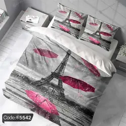 خرید و قیمت روتختی سه بعدی ایفل و چتر کد 5542 | دکوراسیون داخلی چاپی بوکه پرینت