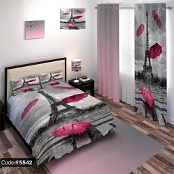 خرید و قیمت روتختی سه بعدی ایفل و چتر کد 5542 | دکوراسیون داخلی چاپی بوکه پرینت