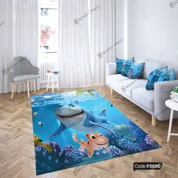 خرید و قیمت روتختی انیمیشن کوسه وارد میشود کد 5690 | دکوراسیون داخلی چاپی بوکه پرینت