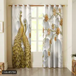 خرید و قیمت روتختی طاووس و گل طلایی کد 5766 | دکوراسیون داخلی چاپی بوکه پرینت