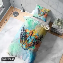 خرید و قیمت روتختی طرح گیتار بالدار کد 5862 | دکوراسیون داخلی چاپی بوکه پرینت