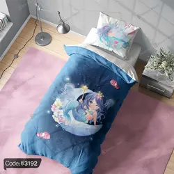 خرید و قیمت روتختی سه بعدی پری دریایی و ماه کد 3192 | دکوراسیون داخلی چاپی بوکه پرینت