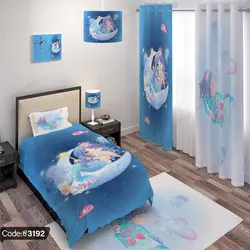 خرید و قیمت روتختی سه بعدی پری دریایی و ماه کد 3192 | دکوراسیون داخلی چاپی بوکه پرینت