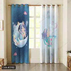 خرید و قیمت روتختی سه بعدی پری دریایی و ماه کد 3192 | دکوراسیون داخلی چاپی بوکه پرینت