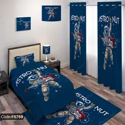 خرید و قیمت روتختی سه بعدی فضانورد و گیتار کد 5759 | دکوراسیون داخلی چاپی بوکه پرینت