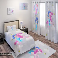 خرید و قیمت روتختی پری دریایی و اسب تک شاخ کد 5853 | دکوراسیون داخلی چاپی بوکه پرینت