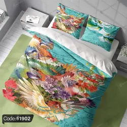 خرید و قیمت روتختی طرح گل | شعر و پرنده کد 1902 | دکوراسیون داخلی چاپی بوکه پرینت