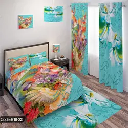 خرید و قیمت روتختی طرح گل | شعر و پرنده کد 1902 | دکوراسیون داخلی چاپی بوکه پرینت