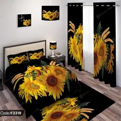 خرید و قیمت روتختی سه بعدی گل آفتابگردان کد 3319 | دکوراسیون داخلی چاپی بوکه پرینت