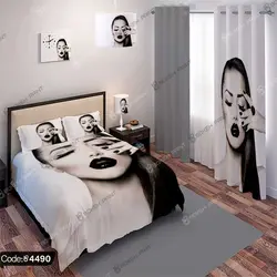 خرید و قیمت روتختی طرح چهره زن کد 4490 | دکوراسیون داخلی چاپی بوکه پرینت