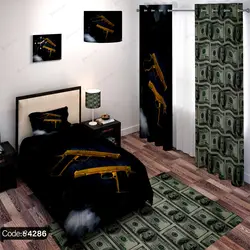 خرید و قیمت روتختی طرح دلار و تفنگ کد 4286 | دکوراسیون داخلی چاپی بوکه پرینت