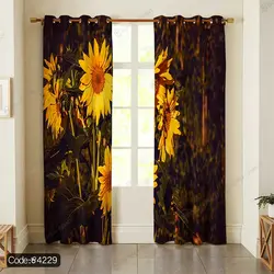 خرید و قیمت پرده طرح گل آفتابگردان کد 4229 | دکوراسیون داخلی چاپی بوکه پرینت