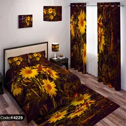 خرید و قیمت پرده طرح گل آفتابگردان کد 4229 | دکوراسیون داخلی چاپی بوکه پرینت