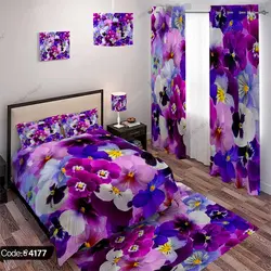 خرید و قیمت پرده طرح گل بنفشه کد 4177 | دکوراسیون داخلی چاپی بوکه پرینت