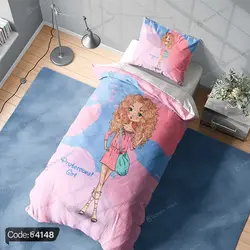 خرید و قیمت روتختی طرح دختر موفرفری کد 4148 | دکوراسیون داخلی چاپی بوکه پرینت