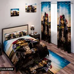 خرید و قیمت روتختی طرح موتور سوار کد 4159 | دکوراسیون داخلی چاپی بوکه پرینت