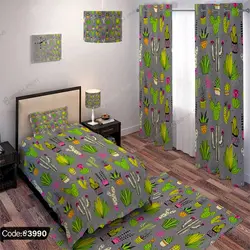خرید و قیمت پرده طرح کاکتوس و گیاه کد 3990 | دکوراسیون داخلی چاپی بوکه پرینت