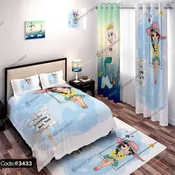 خرید و قیمت پرده چاپی دخترخجالتی پری دریایی کد 3433 | دکوراسیون داخلی چاپی بوکه پرینت