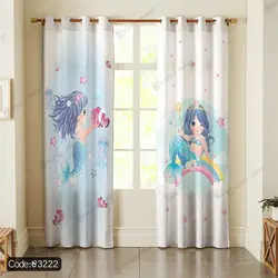 خرید و قیمت پرده پانچ پری دریایی کودک 3222 | دکوراسیون داخلی چاپی بوکه پرینت