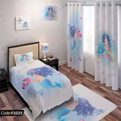 خرید و قیمت پرده پانچ پری دریایی کودک 3222 | دکوراسیون داخلی چاپی بوکه پرینت