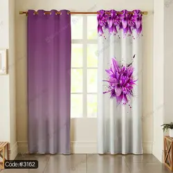 خرید و قیمت پرده چاپی گل ابرنگی بنفش کد 3162 | دکوراسیون داخلی چاپی بوکه پرینت