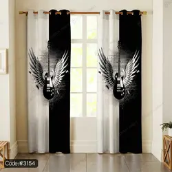 خرید و قیمت پرده چاپی پر گیتار Black & White کد 3154 | دکوراسیون داخلی چاپی بوکه پرینت