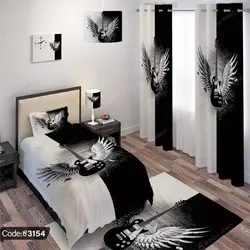 خرید و قیمت پرده چاپی پر گیتار Black & White کد 3154 | دکوراسیون داخلی چاپی بوکه پرینت