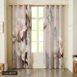 خرید و قیمت روتختی سه بعدی گل و پروانه کد 3117 | دکوراسیون داخلی چاپی بوکه پرینت