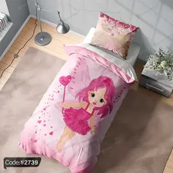 خرید و قیمت روتختی سه بعدی پری صورتی کد 2739 | دکوراسیون داخلی چاپی بوکه پرینت