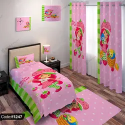 خرید و قیمت روتختی سه بعدی دختر توت فرنگی کد 1247 | دکوراسیون داخلی چاپی بوکه پرینت