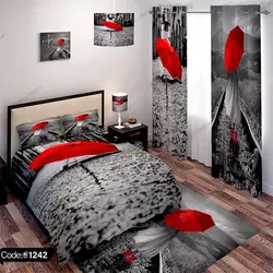 خرید و قیمت روتختی سه بعدی چتر قرمز کد 1242 | دکوراسیون داخلی چاپی بوکه پرینت