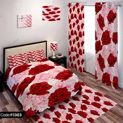 خرید و قیمت روتختی سه بعدی گل رز کد 1303 | دکوراسیون داخلی چاپی بوکه پرینت