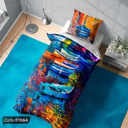 خرید و قیمت روتختی سه بعدی ابرنگی قایق کد 1564 | دکوراسیون داخلی چاپی بوکه پرینت