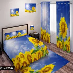 خرید و قیمت روتختی طرح منظره آفتابگردان کد 2504 | دکوراسیون داخلی چاپی بوکه پرینت