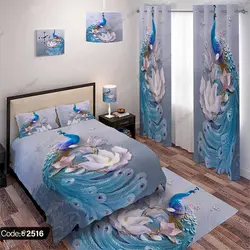 خرید و قیمت روتختی طرح طاووس و گل کد 2516 | دکوراسیون داخلی چاپی بوکه پرینت