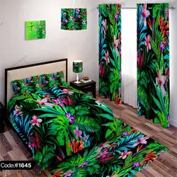 خرید و قیمت روتختی سه بعدی گل و گیاه کد 1645 | دکوراسیون داخلی چاپی بوکه پرینت