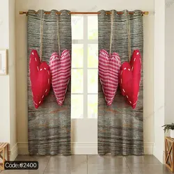 خرید و قیمت پرده پانچ قلب قرمز کد 2400 | دکوراسیون داخلی چاپی بوکه پرینت