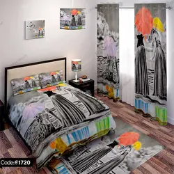 خرید و قیمت پرده پانچ زن و چتر کد 1720 | دکوراسیون داخلی چاپی بوکه پرینت