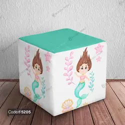 خرید و قیمت پاف نشیمن پری دریایی کد 5205 | دکوراسیون داخلی چاپی بوکه پرینت